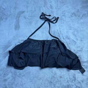 Tempt Me Bikini Top Womens Medium Black Ruffle Halter Swimsuit Swimwear New